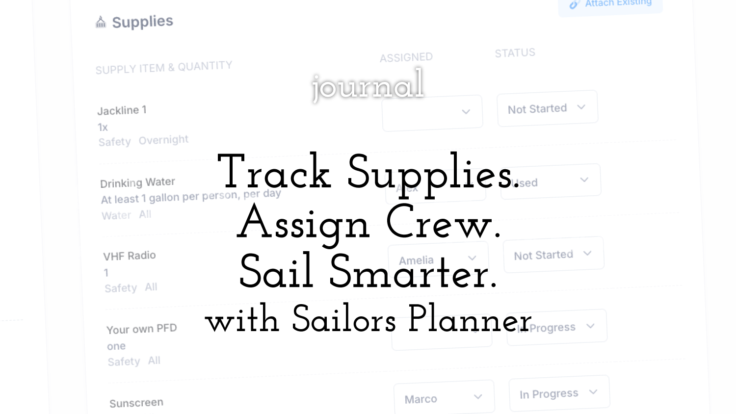 Track Supplies. Assign Crew. Sail Smarter